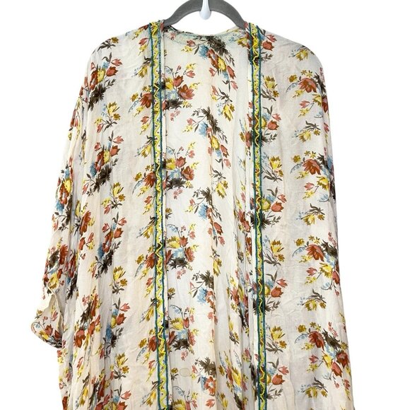 Lovestitch OS Open Kimono Kaftan Cover Up Beach Beaded Floral Boho Gypsy Swim - Picture 3 of 8